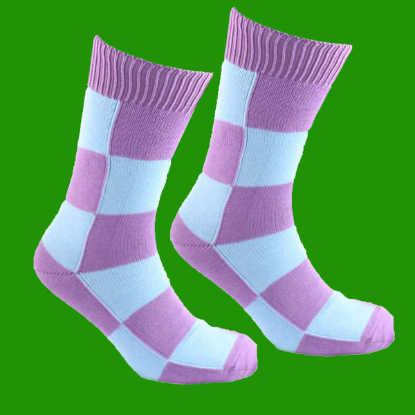 Lilac and Sky Blue Checkered Socks