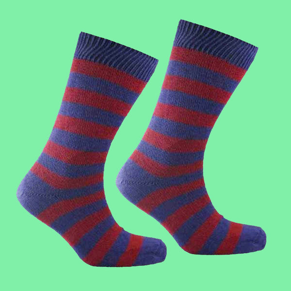 Dark Blue/Red Wine Striped Socks