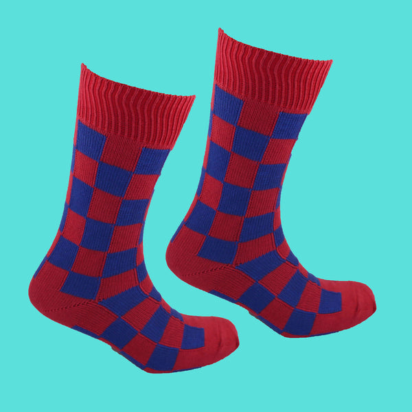 Red and Blue Checked Socks