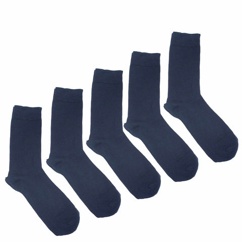 MEN'S 100% BAMBOO PLAIN SOCKS - PLAIN NAVY - 5 PAIR PACK