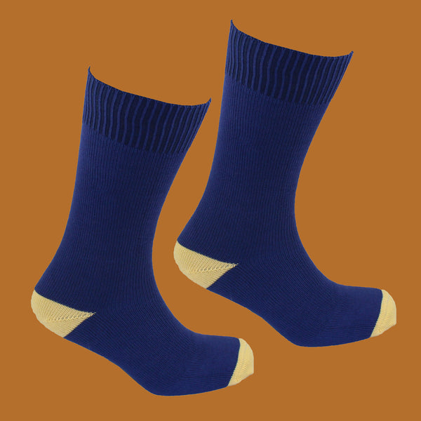 Plain Dark Blue and Yellow Socks