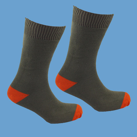 Men's Bassett Heel Socks - Sage/Tango