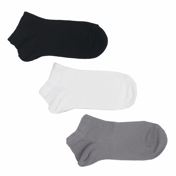 Women's 100% Bamboo Trainer Socks - Plain Black, Grey and White