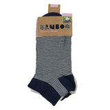 Women's 100% Bamboo Trainer Socks - Stripes Navy, White, Black