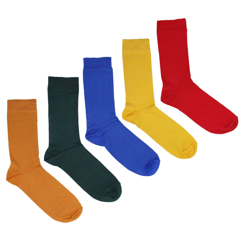 MEN'S 100% BAMBOO PLAIN SOCKS - RED MIX - 5 PAIR PACK